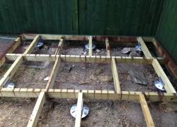 Shed or decking base frame and foundations