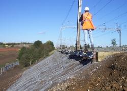Slope stabilisation on railway line